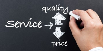 Diagram illustrating the trend toward sinking prices and rising quality