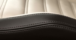 Close-up of seam on a leather car seat